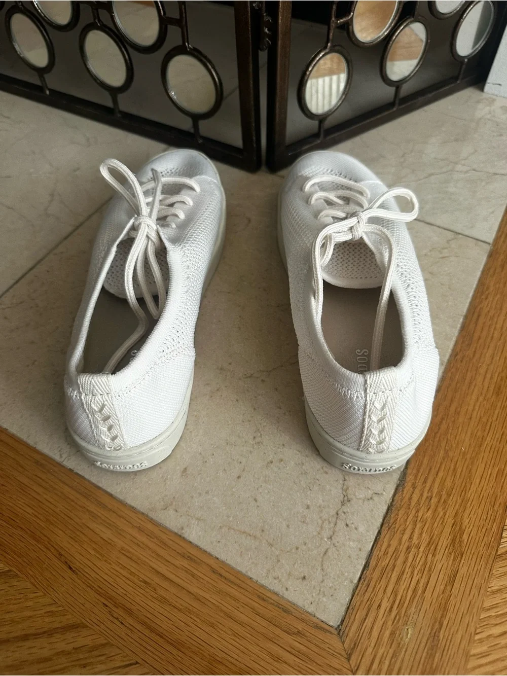 Soludos White Knit Lace-Up Sneakers